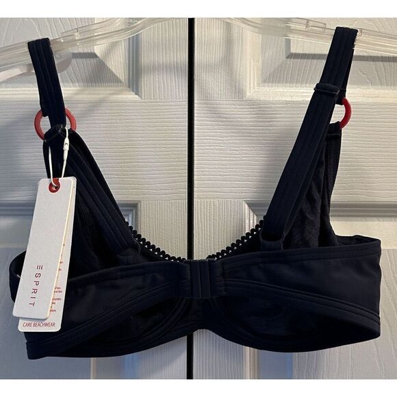 E Spirit Navy Blue Underwired Bikini Top Size 32D Small NEW - Picture 2 of 4